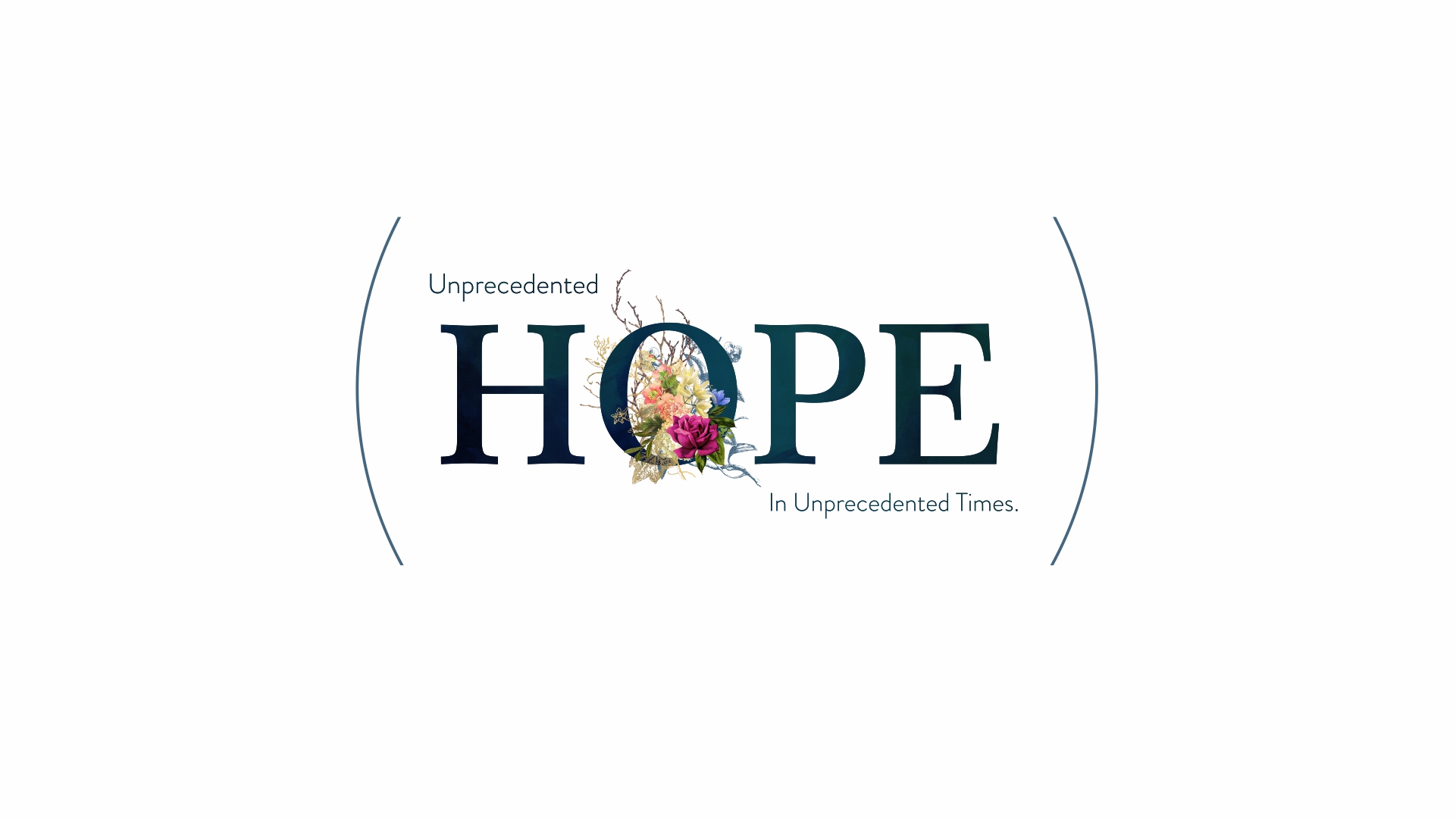 A title with the word HOPE with flowers filling the letter O