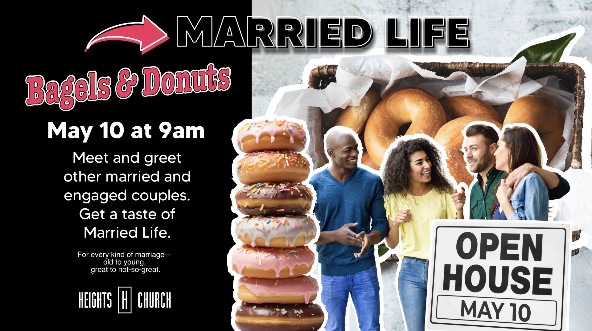 Man and woman looking at each other, smiling, while picking up muffins